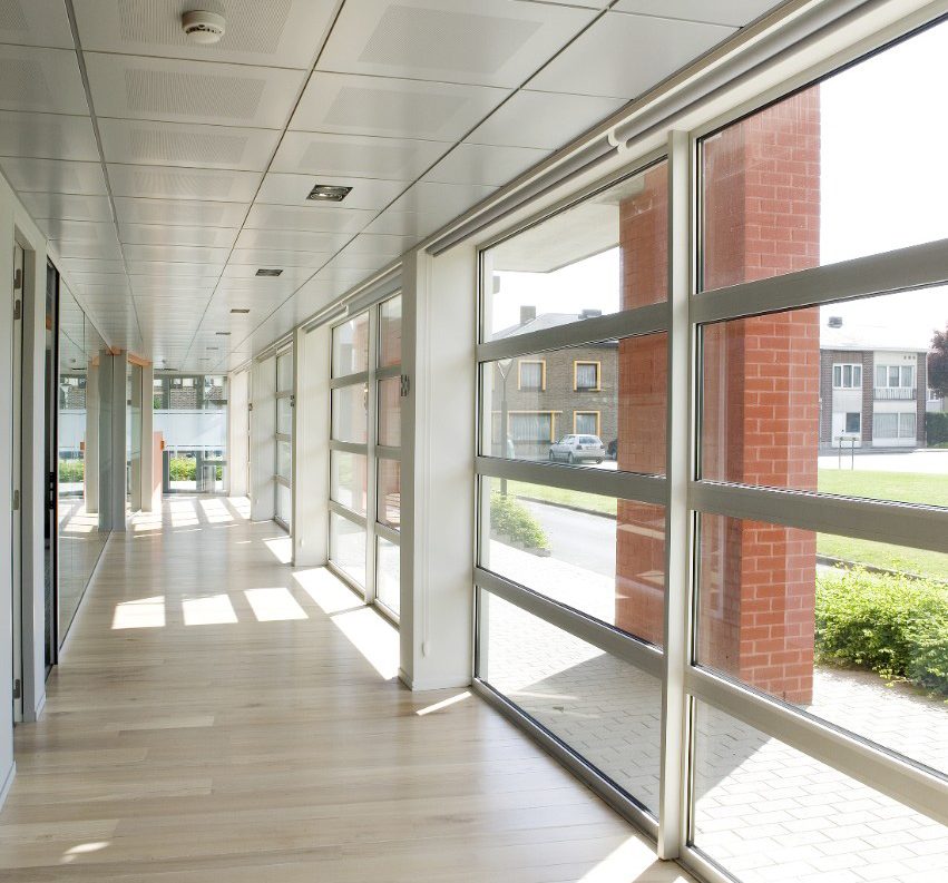 office hallway with window front