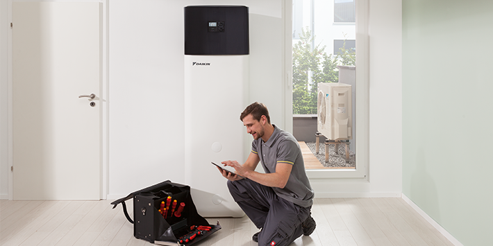 Daikin Altherma domestic hot water heat pump installation